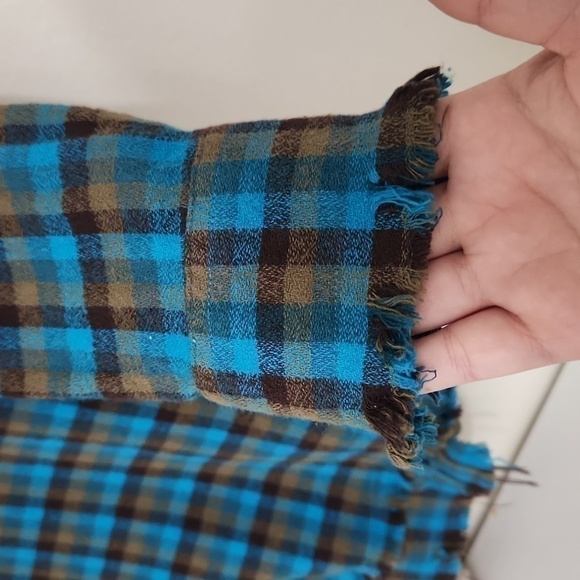 One 24 Rags Flannel Button Down Plaid Shirt Small Raw Hem Oversized Fall - Picture 3 of 12